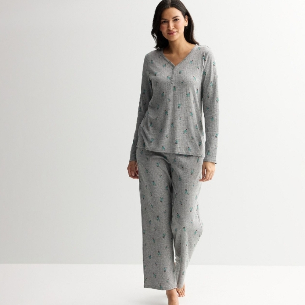 NWT Croft & Barrow SZ 1X Long Sleeve Knit Pajama Top & Pajama Bottoms Set
